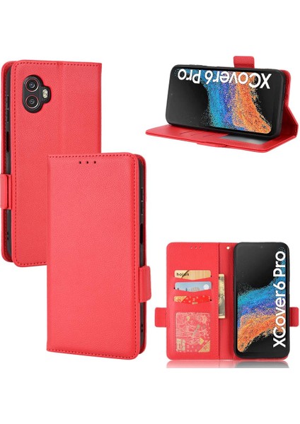 Samsung Galaxy Xcover6 Pro Pu Deri Manyetik Kart Yuvaları Tutucu (Yurt Dışından)