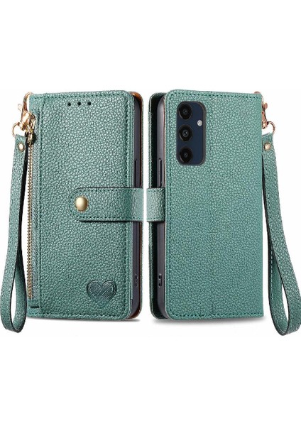 Samsung Galaxy M55 Fermuar Aşk Deri Kılıf Cüzdan Için Flip Case (Yurt Dışından)