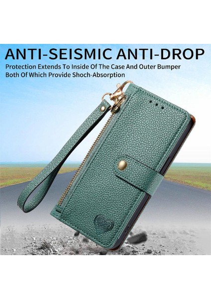 Samsung Galaxy M55 Fermuar Aşk Deri Kılıf Cüzdan Için Flip Case (Yurt Dışından)