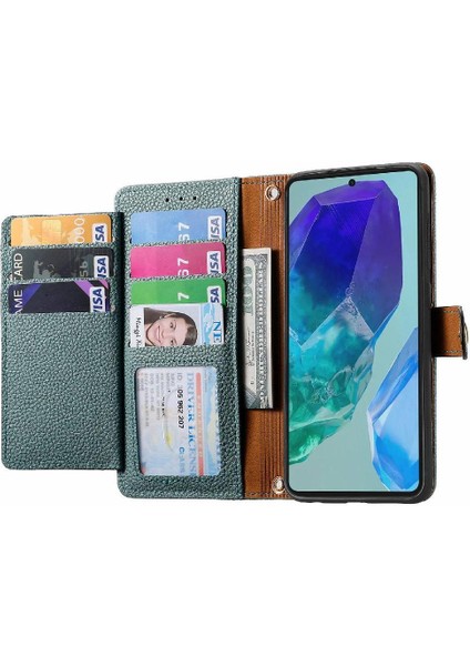 Samsung Galaxy M55 Fermuar Aşk Deri Kılıf Cüzdan Için Flip Case (Yurt Dışından)
