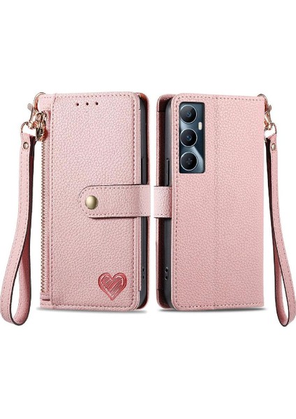 Realme C65 Aşk Fermuar Cüzdan Deri Kılıf Için Flip Case Darbeye (Yurt Dışından)