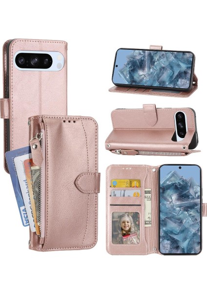 Google Piksel 9 Kart Tutucu Kayış Manyetik Kapatma Kickstand Için Flip Case (Yurt Dışından)