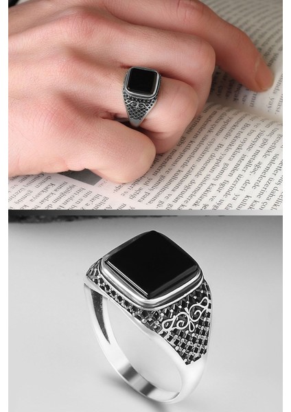Ksrmoda Oniks Taşlı 925 Ayar Erkek Gümüş Yüzük