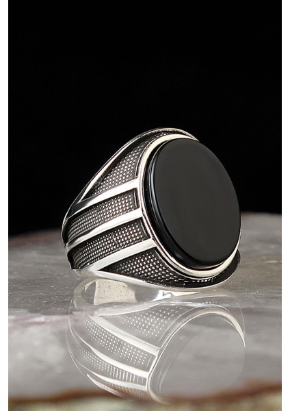 Ksrmoda Oniks Taşlı 925 Ayar Gümüş Erkek Yüzük