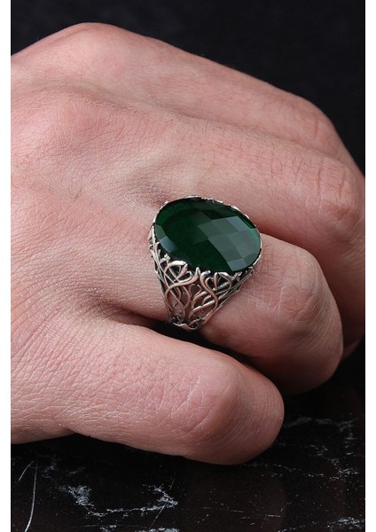 Doğal Zirkon Taşlı Yeni Sezon 925 Ayar Gümüş Erkek Yüzük fiyatları