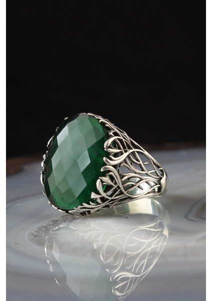 Doğal Zirkon Taşlı Yeni Sezon 925 Ayar Gümüş Erkek Yüzük modelleri