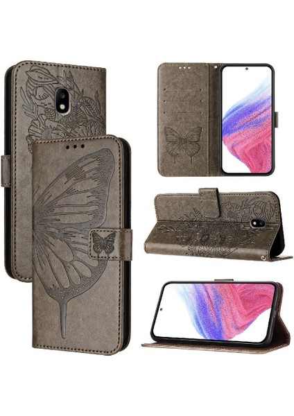 Samsung Galaxy J3 2017 Premium Deri Manyetik Kabartma Flip Case (Yurt Dışından)
