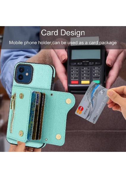 IPhone 12 Için Kılıf Pro Max Büyük Kapasiteli Uzun Kayış Kart Yuvaları Mini (Yurt Dışından)