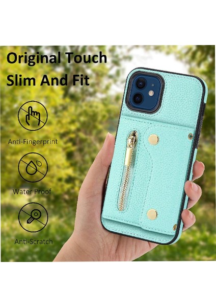 IPhone 12 Için Kılıf Pro Max Büyük Kapasiteli Uzun Kayış Kart Yuvaları Mini (Yurt Dışından)