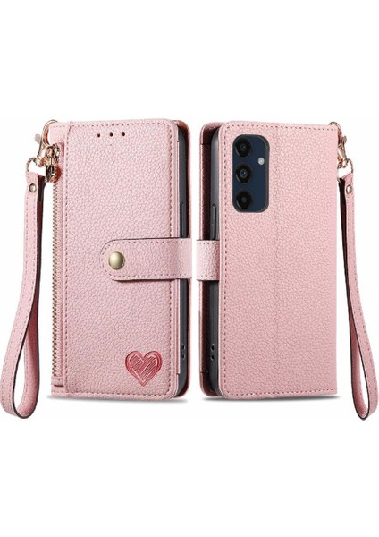 YH Mall Samsung Galaxy M55 Fermuar Aşk Deri Kılıf Cüzdan Için Flip Case (Yurt Dışından)