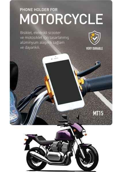 MT15 Bisiklet Scooter ve Motosiklet Için Dayanıklı Gidon Uyumlu Telefon Tutucu Alüminyum fiyatları