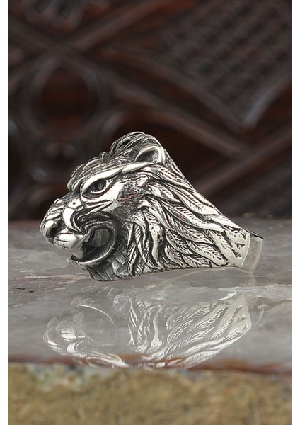 Aslan Desenli 925 Ayar Erkek Gümüş Yüzük fiyatları