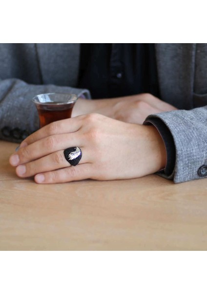 Mikro Taşlı Kartal Model 925 Ayar Gümüş Erkek Yüzük fiyatları