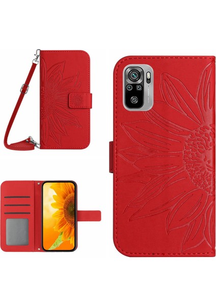 Xiaomi Poco M5S ile Uyumlu Kabartmalı Ayçiçeği Cüzdanlı Uzun Çıkarılabilir Askılı ve Manyetik Kart Tutuculu Telefon Kılıfı (Yurt Dışından)