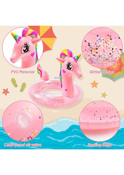 2-8 Yaş Sevimli Unicorn Kız Çocuk Simidi Yüksek Kalite Pullu Çocuk Simit