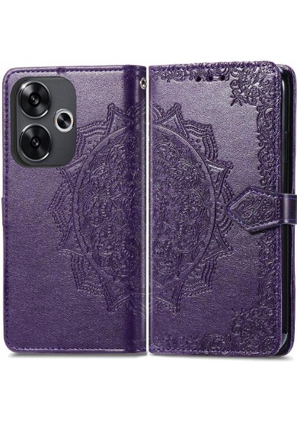 Xiaomi Poco F6 Deri Kılıf Için Flip Case Zarif Desen Kapak Çevirin (Yurt Dışından)