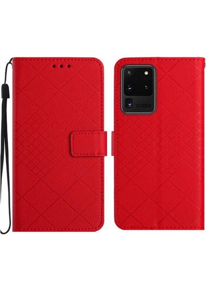 Samsung Galaxy S20 Için Flip Case Ultra Elmas El Kayışı ile Kabartmalı Pu (Yurt Dışından)