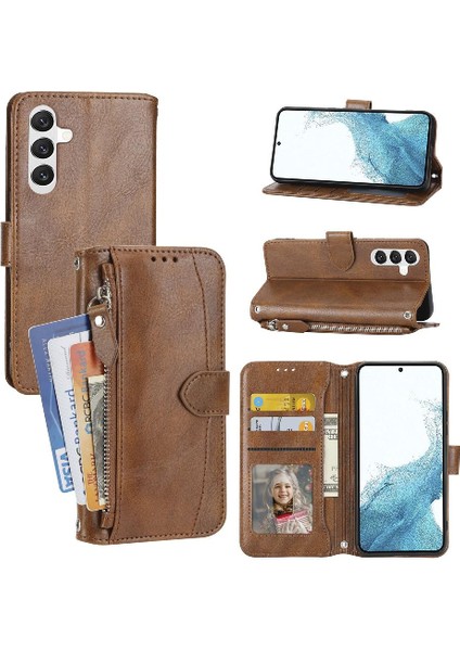 Samsung Galaxy S24 Kayış Manyetik Kapatma Pu Deri Kart Için Flip Case (Yurt Dışından)