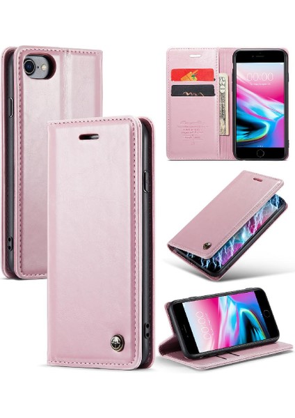 Iphone 7/8 Için Flip Case Manyetik Cüzdan Çılgın At Pu Deri Kart (Yurt Dışından)