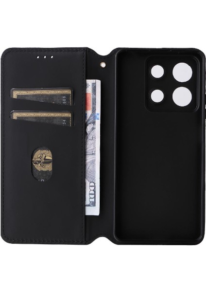 Xiaomi Poco X6 Manyetik Kapatma Kart Yuvaları Tutucu Pu Deri Kılıf (Yurt Dışından)