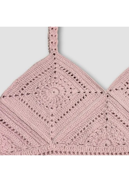 Uretti El Örgüsü Crop Büstiyer Bikini Üstü Motif - Lila