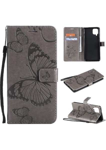 Kart Yuvası Standı Pu ile Samsung Galaxy A12 Darbeye Kapak Için Flip Case (Yurt Dışından)