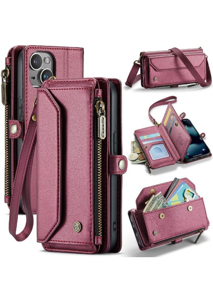 Kadınlar Için iphone 13 Mini Fermuar Faturaları Yuvası Cüzdan Kılıf Için Crossbody Durumda (Yurt Dışından)