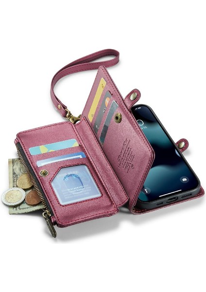 Kadınlar Için iphone 13 Mini Fermuar Faturaları Yuvası Cüzdan Kılıf Için Crossbody Durumda (Yurt Dışından)