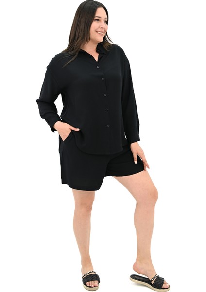 Kadın Büyük Beden Uzun Kollu Şortlu Ikili Takım 8127-25 fiyatları