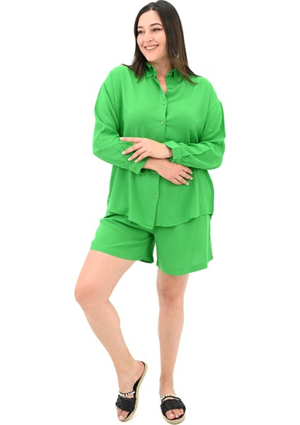 Kadın Büyük Beden Uzun Kollu Şortlu Ikili Takım 8127-25 fiyatları