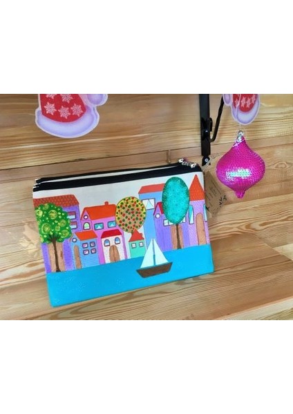 -İsim Yazılabilir “Yelkenlim” Portföy/Clutch Çanta