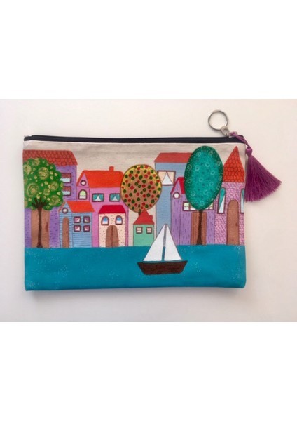 -İsim Yazılabilir “Yelkenlim” Portföy/Clutch Çanta