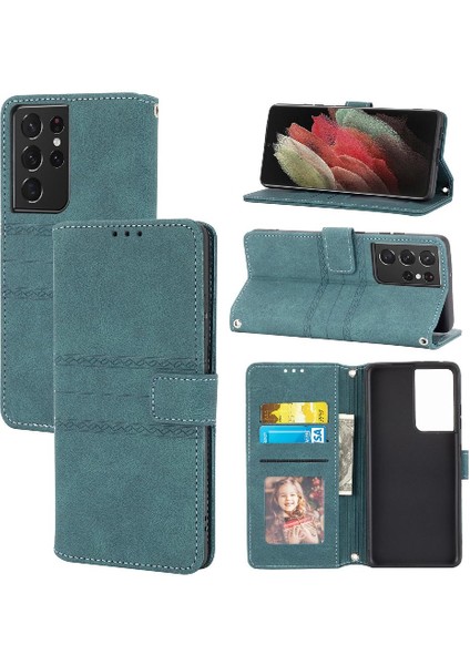 Samsung Galaxy S21 Ultra 5g Için Flip Case Pu Deri Cüzdan Kılıf Kapatma (Yurt Dışından)