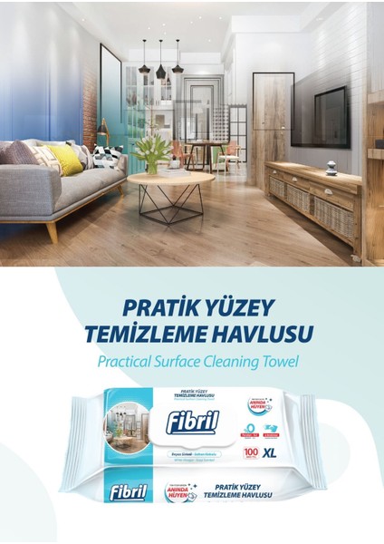 Pratik Yüzey Temizlik Havlusu Beyaz Sirkeli Sabun Kokulu 12 x 100 (Toplam 1200 Yaprak)