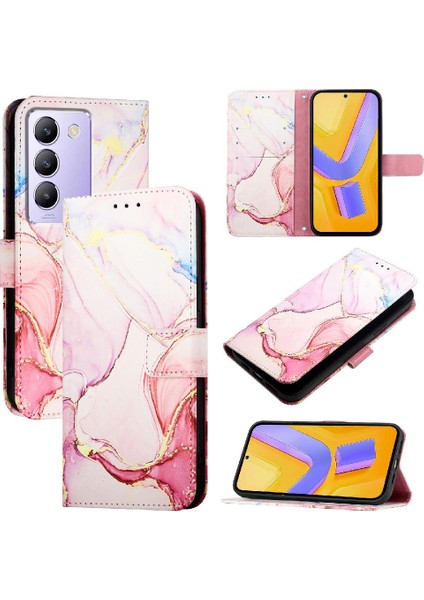 Vivo Y200E 5g Pu Deri Mermer Desen Cüzdan Kickstand Için Kılıf (Yurt Dışından)