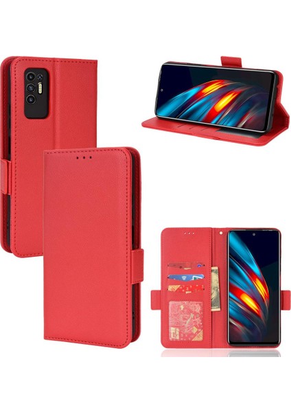 Tecno Pova 2 Yan Toka Manyetik Pu Deri Kart Yuvaları Tutucu Için Kılıf (Yurt Dışından)