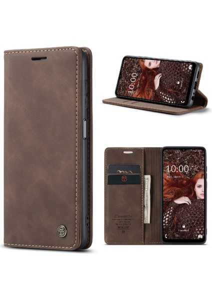 Samsung Galaxy A12 5g Manyetik Kapatma Darbeye Vintage Pu Için Flip Case (Yurt Dışından)