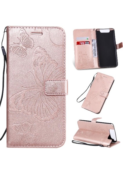 Samsung Galaxy A80 Darbeye Kapak Flip Kickstand Için Kılıf Kart Yuvası ile (Yurt Dışından)