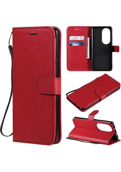 Kart Yuvası Iş ile Huawei P50 Pro Klasik Düz Renk Için Flip Case (Yurt Dışından)