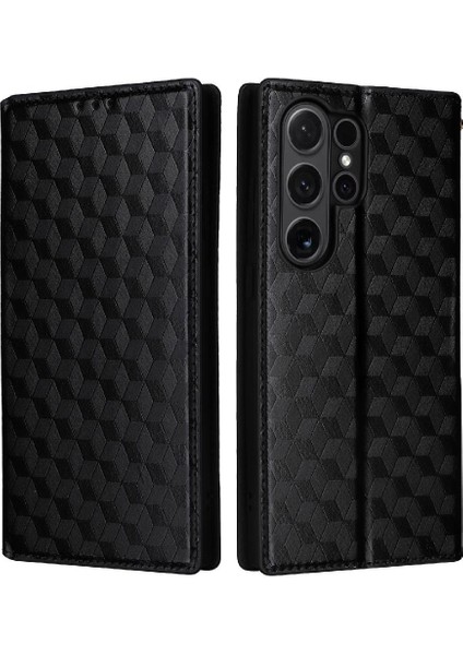 Samsung Galaxy S24 Ultra Pu Deri Manyetik Kapatma 3D Desen (Yurt Dışından)