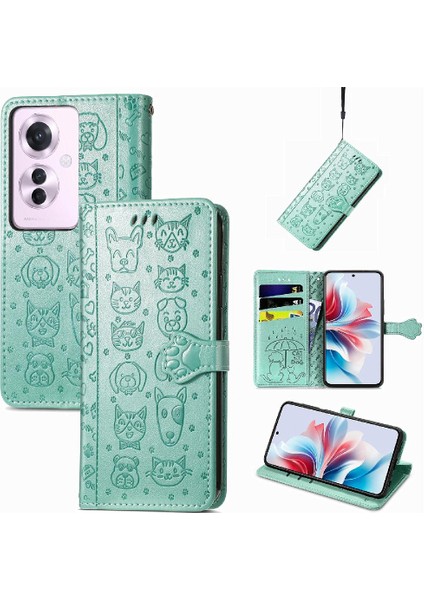 Oppo Için Kılıf Oppo 11 F 5g Kısa Kayış Kapak Çevirin Karikatür Hayvanlar Deri (Yurt Dışından)