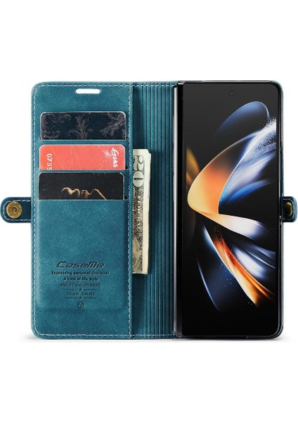 Samsung Galaxy Z Için Flip Case Fold 4 5g Vintage Pu Deri Cüzdan Kılıf (Yurt Dışından)