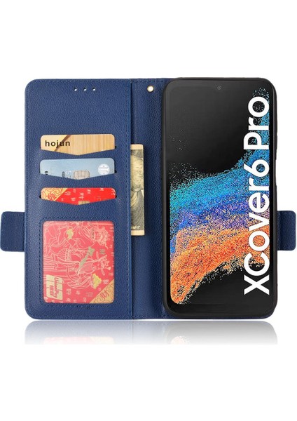 Samsung Galaxy Xcover6 Pro Pu Deri Manyetik Kart Yuvaları Tutucu (Yurt Dışından)