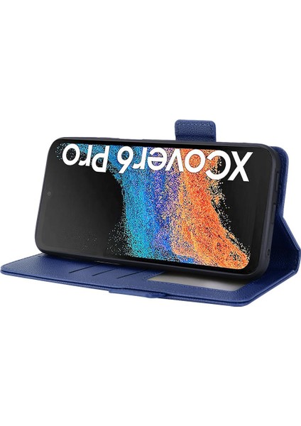 Samsung Galaxy Xcover6 Pro Pu Deri Manyetik Kart Yuvaları Tutucu (Yurt Dışından)