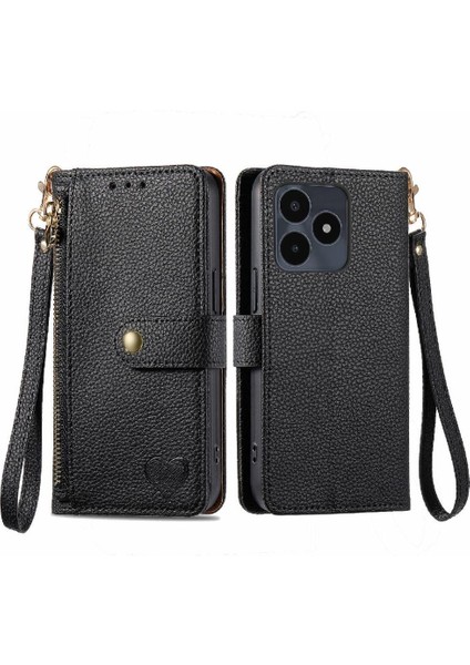 Realme Not Için Flip Case 50 Deri Kılıf Aşk Cüzdan Fermuar Darbeye (Yurt Dışından)