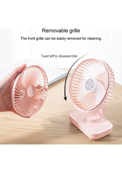 D606 4W USB Şarjlı Masaüstü Vantilatörü Pembe (Yurt Dışından)