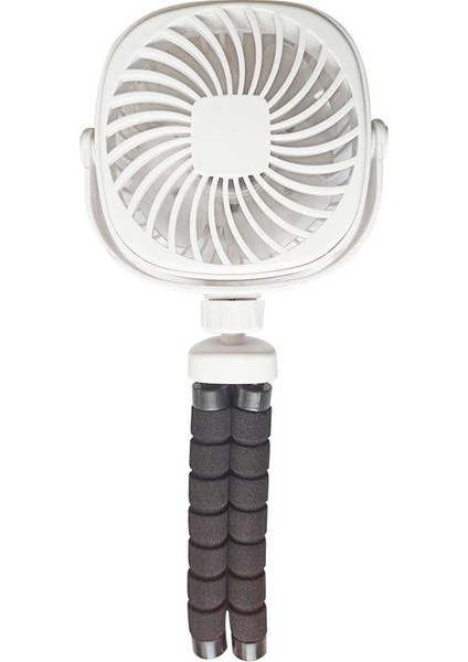 Ahtapot Bebek Arabası Deformasyon Fanı, Renk: 1200MAH Beyaz (Yurt Dışından)