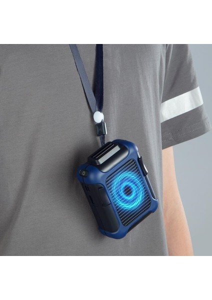 USB Şarjı Bele Monte Taşınabilir Fan Siyah+Mavi (Yurt Dışından)
