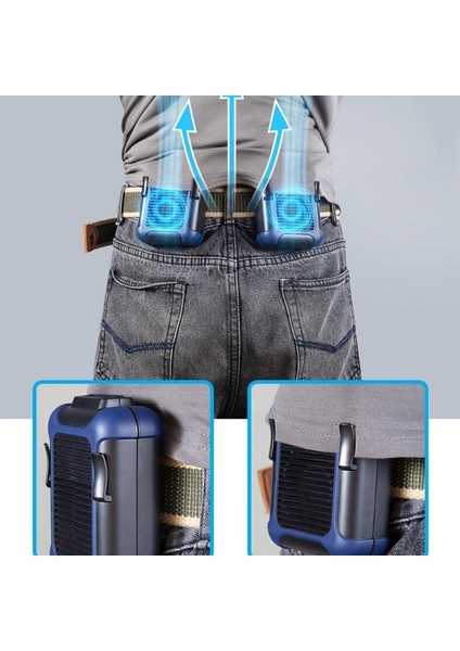 USB Şarjı Bele Monte Taşınabilir Fan Siyah+Mavi (Yurt Dışından)