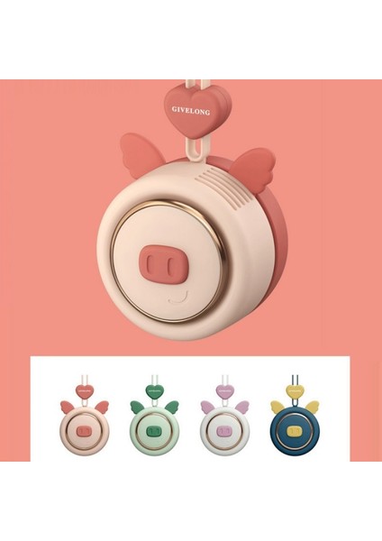 Asma Boyunlu Şarj Edilebilir USB Fan Piglet (Pembe) (Yurt Dışından)
